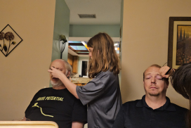 Grandpa Mike Mellen (Jason's Dad) & Jason Getting Makeup Done LOL